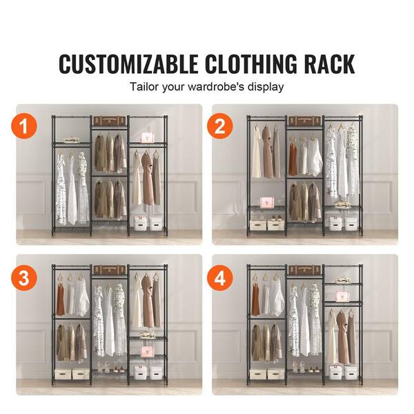 4-Tier Rolling Clothes Rack - Heavy Duty Garment Organizer With Adjustable Shelves, 440LB Capacity