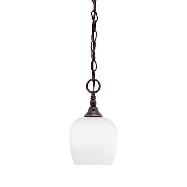 Unbranded Elva 100-Watt 1_light Dark Granite Shaded Pendant Light with 6 in. White Marble glass Shade, No Bulb Included