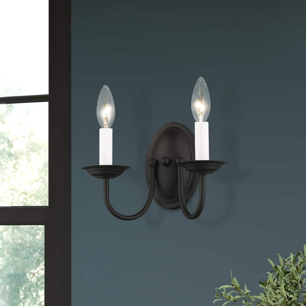 Black Steel Traditional Wall Mount Sconce Light