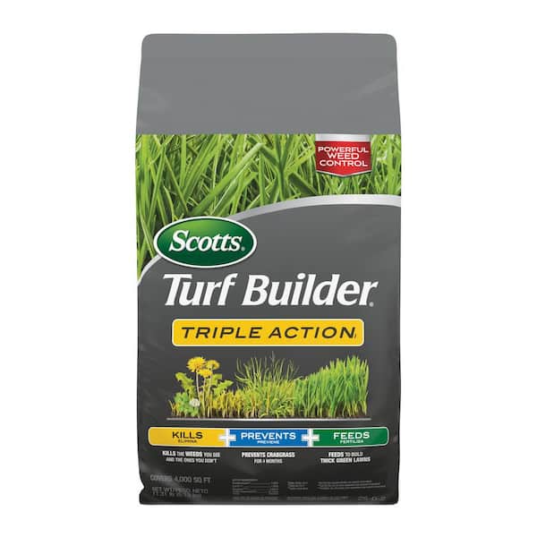 Scotts Turf Builder Triple Action1 11.31 lbs. 4,000 sq. ft. Lawn Fertilizer, Weed Killer, Crabgrass Preventer