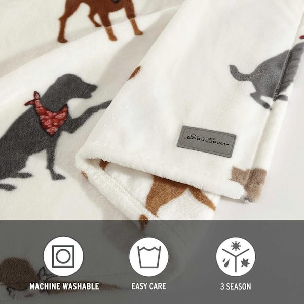 Eddie Bauer Dogs With Scarves Grey Ultra Soft Plush Fleece King
