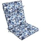 21 in. x 20 in. Outdoor High Back Dining Chair Cushion in Blue Garden Floral
