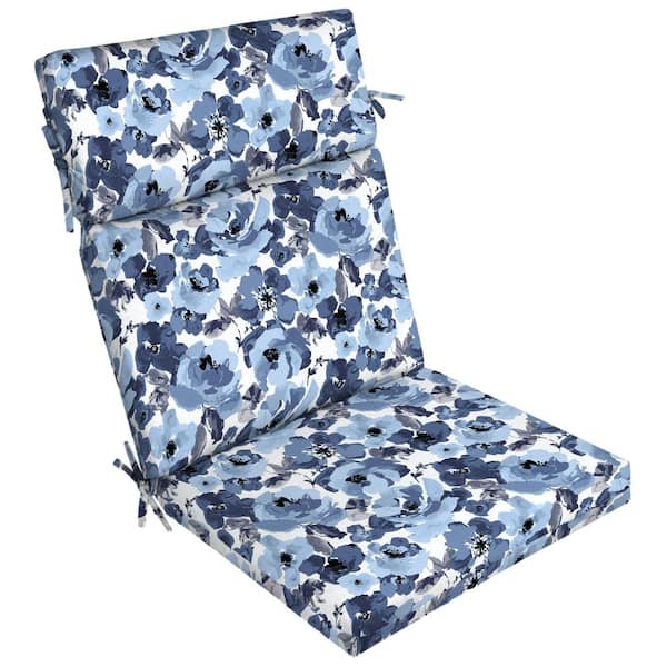 ARDEN SELECTIONS 21 in. x 20 in. Outdoor High Back Dining Chair Cushion in Blue Garden Floral
