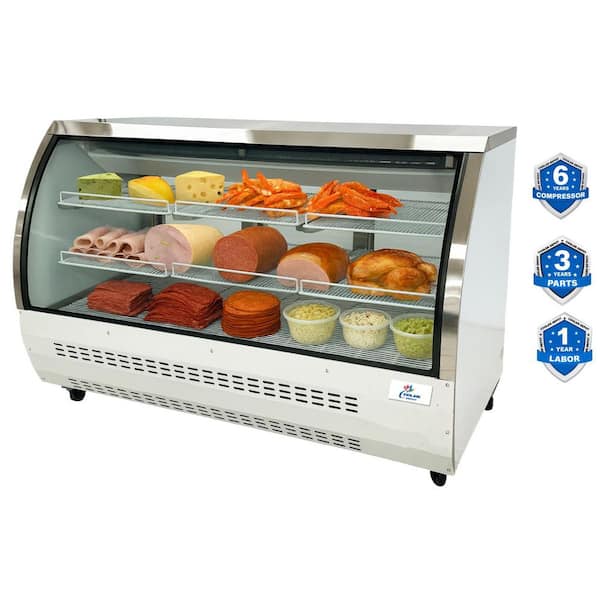 Cooler Depot 82 in. W 32 cu. ft. Commercial Refrigerator Deli Case Display Case in Glass/Stainless Steel