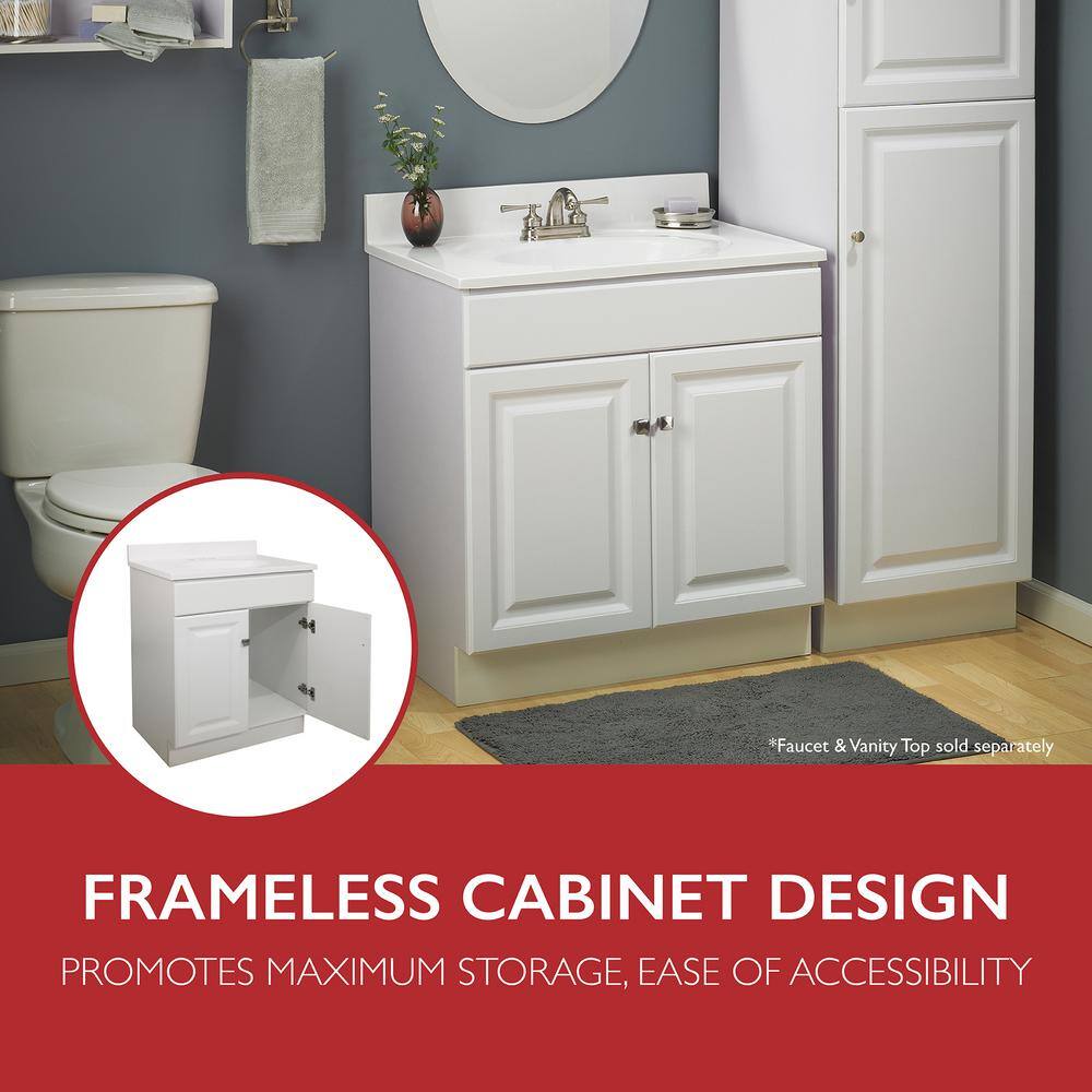 Wyndham 30" White MDF Freestanding Bathroom Vanity Cabinet
