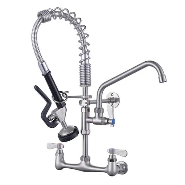 ALEASHA 21 in. Triple Handles Pull Down Sprayer Kitchen Faucet with Advanced Spray in Nickel
