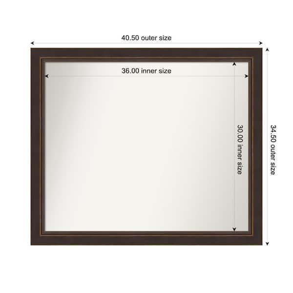 Lara Bronze 40.5 in. W x 34.5 in. H Custom Non-Beveled Wood Framed Bathroom Vanity Wall Mirror