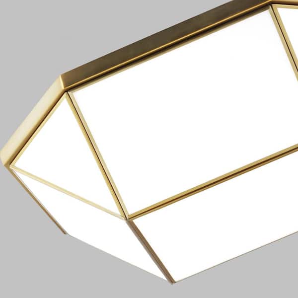 Generation Lighting - Morrison 20 in. 4-Light Satin Brass Flush Mount with White Glass Panel