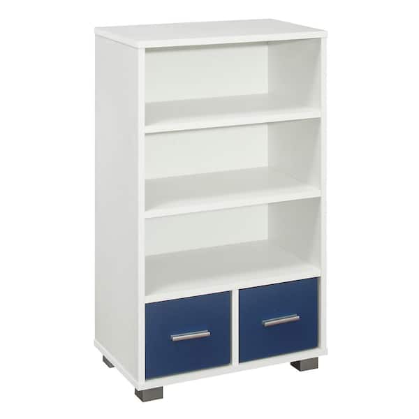 Signature Home SignatureHome Height 33 in. Tall White/Blue Finish Wood 3-Shelf Standard Children's Bookcase . (19Lx12Wx33H)