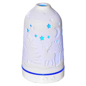 100 ml Ultrasonic Aromatherapy Diffuser 7-Colors LED Lights Timer Essential Oils Humidifier with Ceramic Cover