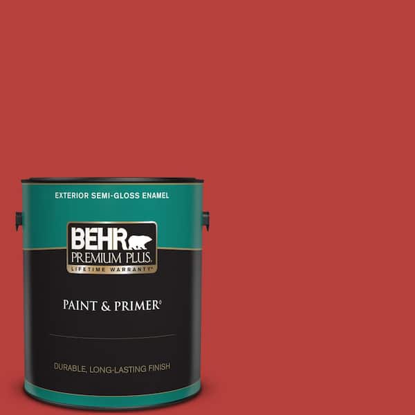 BEHR PREMIUM PLUS 1 gal. #PMD-85 Crimson Silk Semi-Gloss Enamel Exterior Paint & Primer