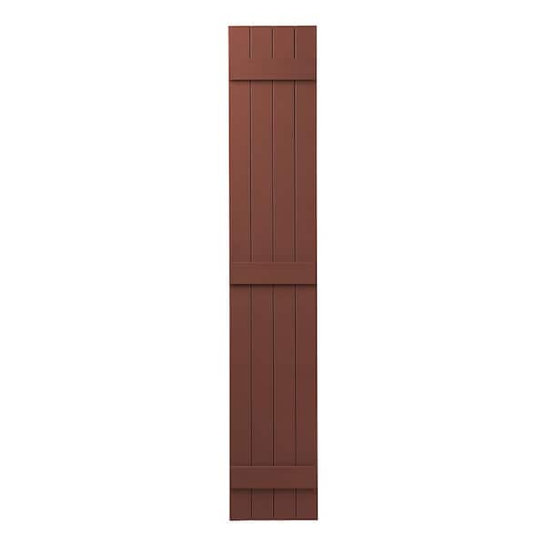 Ply Gem 15 in. x 71 in. Polypropylene 4-Board Closed Board and Batten Shutters Pair in Red