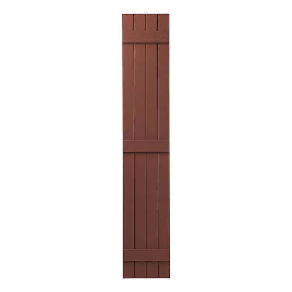 Ply Gem 15 in. x 75 in. Polypropylene 4-Board Closed Board and Batten Shutters Pair in Red