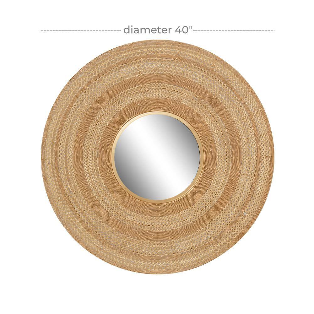 Gold Sunburst Round 40" Metal Wall Mirror