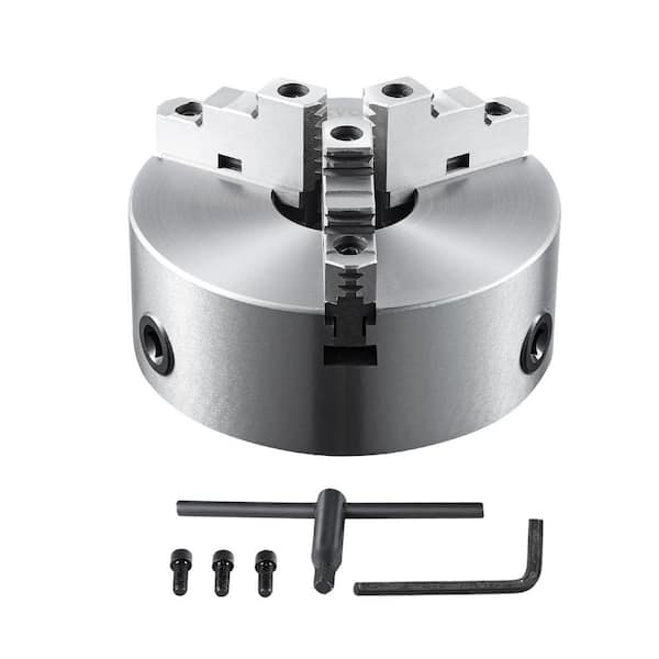 3 Jaw 8 in. Self Centering Lathe Chuck 0.16-8 in. Clamping Range with T Key Screws Wrench for Lathe Milling Drilling
