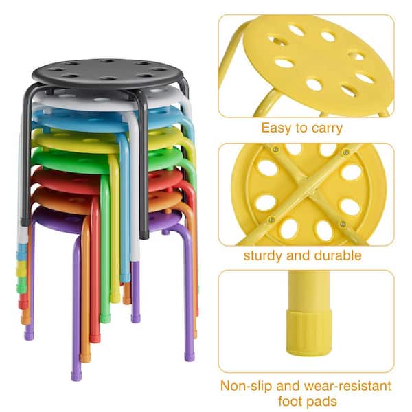 VECELO 6-Pack 12 in. Stackable Plastic Stools for Kids Classroom