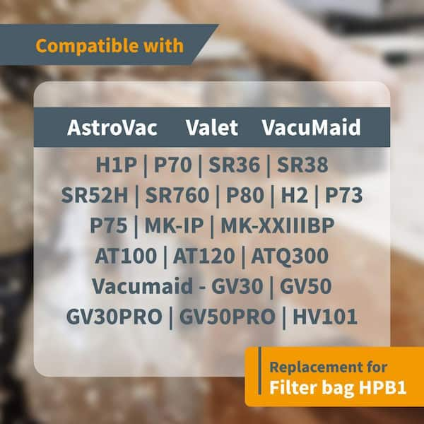 Hpb1 Sealed Paper Bag Qty 3 Bags for AstroVac Valet Central Vacuums