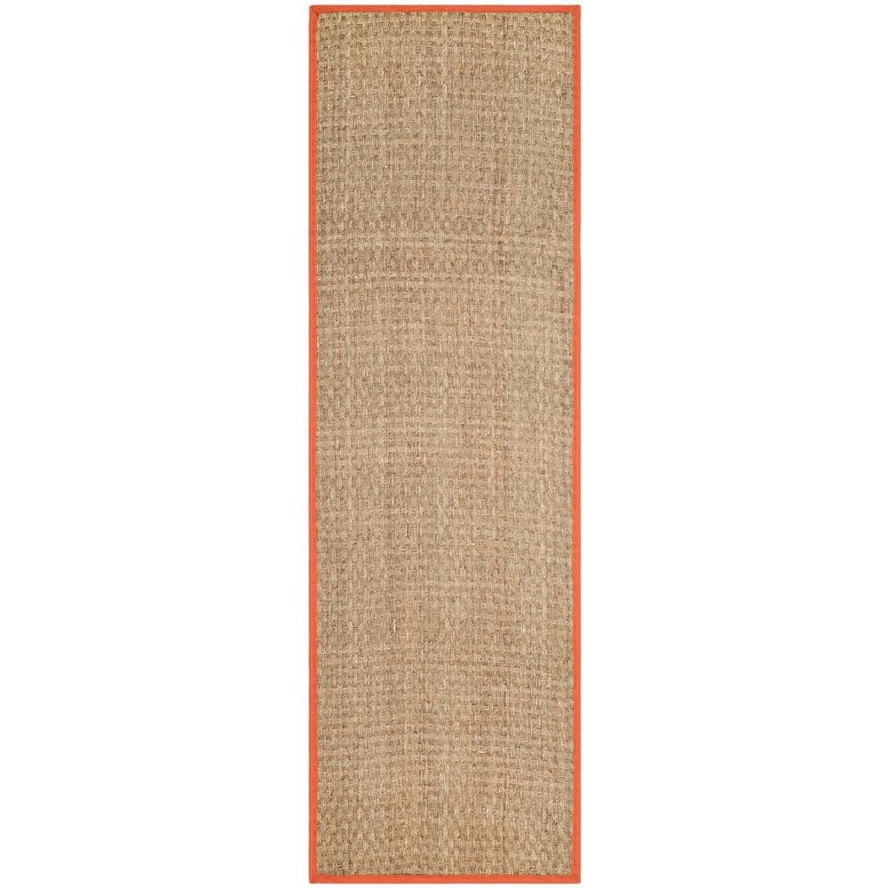 SAFAVIEH Natural Fiber Beige/Rust 3 ft. x 6 ft. Border Woven Runner Rug NF114Y26 The Home Depot