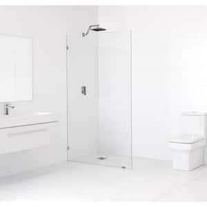 36.5 in. x 78 in. Frameless Fixed Shower Door in Brushed Nickel without Handle