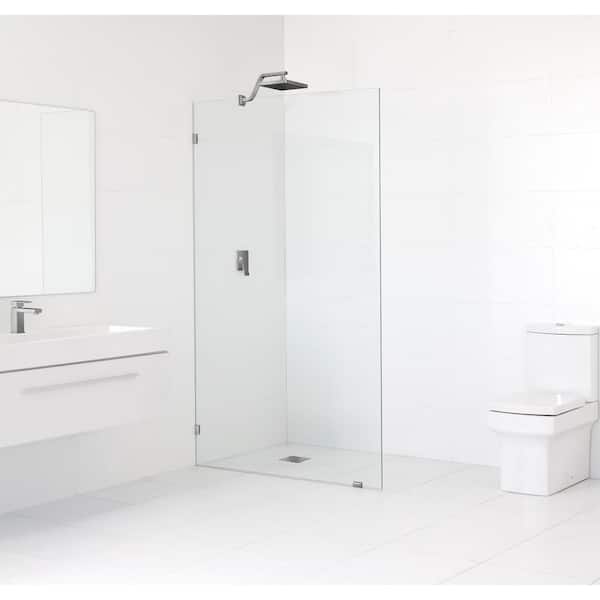 Glass Warehouse 39.5 in. x 78 in. Frameless Fixed Shower Door in Brushed Nickle without Handle