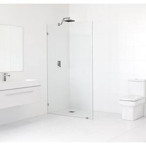 49 in. x 78 in. Frameless Fixed Shower Door in Brushed Nickle without Handle