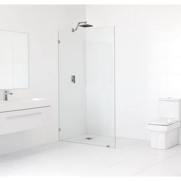 Glass Warehouse 49 in. x 78 in. Frameless Fixed Shower Door in Brushed