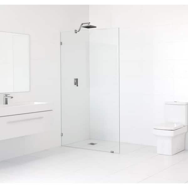 Glass Warehouse 60 in. x 78 in. Frameless Fixed Shower Door in Brushed Nickle without Handle