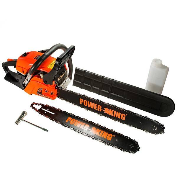 Power King 22 in. and 18 in. 57cc Heavy Duty Gas Chainsaw Combo, Antivibe System