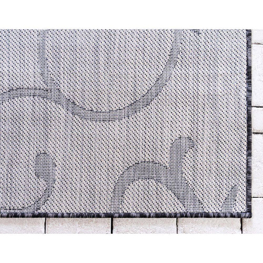 Gray Abstract Synthetic Rectangular Outdoor Area Rug