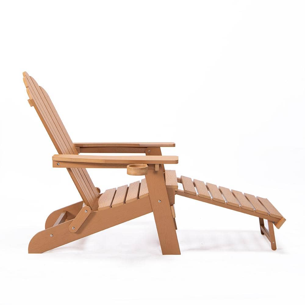 Folding Composite Poly Lumber Adirondack Chair with Pullout Ottoman with Cup Holder price history on PriceWatchPro