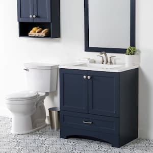 Lancaster 31 in. Single Sink Deep Blue Bath Vanity with White Cultured Marble Top (Assembled)