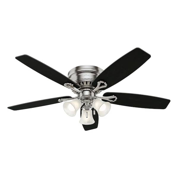 Hunter Oakhurst 52 in. LED Indoor Low Profile Brushed Nickel Ceiling Fan with Light Kit
