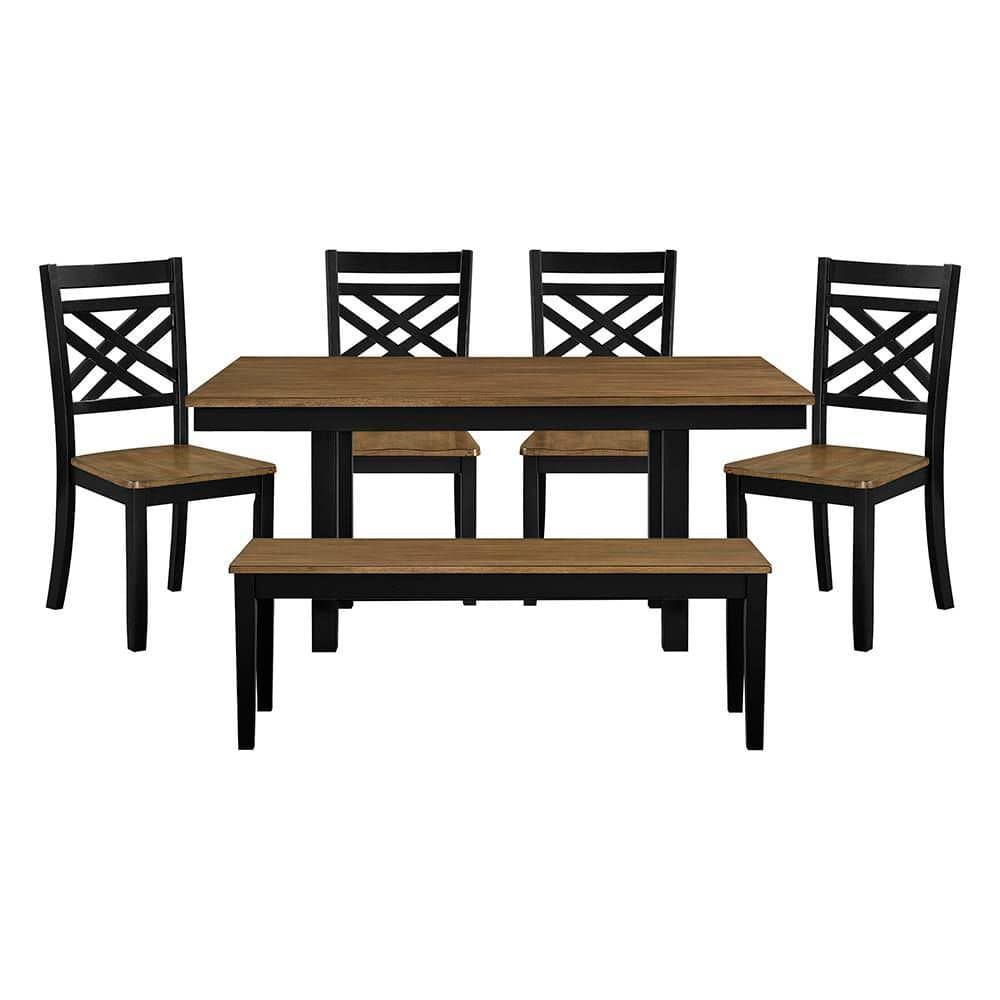 Lazzara Oliver 6 Piece Rectangular Wood Top Dining Room Set with