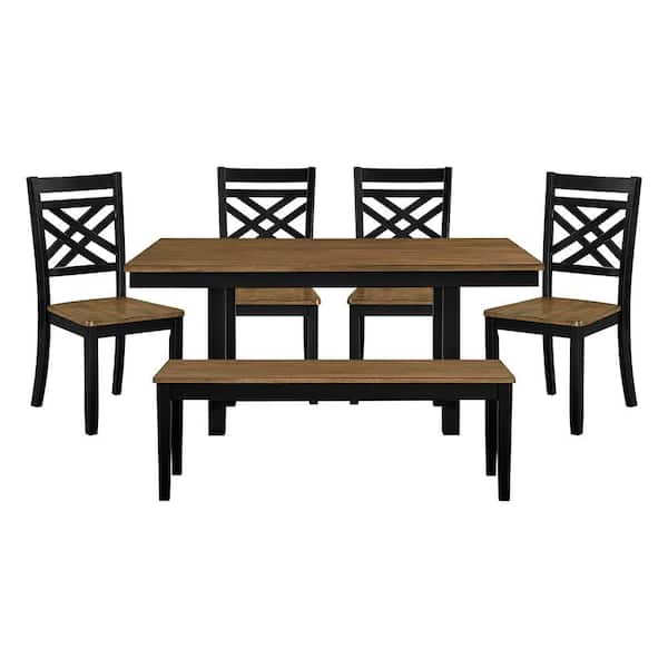 Lazzara Oliver 6 Piece Rectangular Wood Top Dining Room Set with