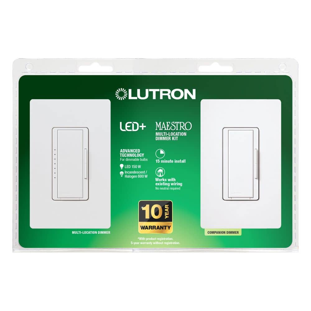 Maestro LED+ Dimmer Switch Kit with Companion Switch, 150W LED/3-Way or Multi-Location, White (MACL-153M-RHW-WH) price history on PriceWatchPro