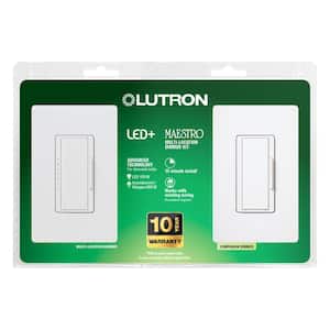 Maestro LED+ Dimmer Switch Kit with Companion Switch, 150W LED/3-Way or Multi-Location, White (MACL-153M-RHW-WH)