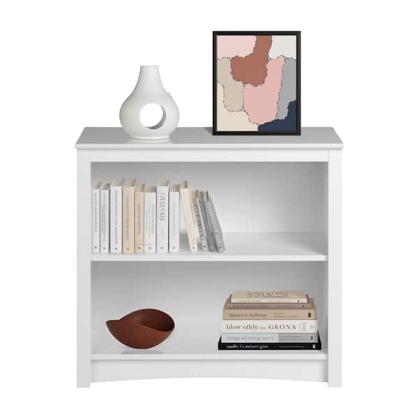 Home Office 31.5 in. W x 29 in. H x 13 in. D White 2-Shelf Standard Bookcase