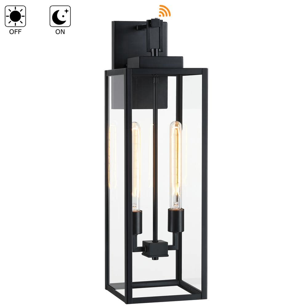 Bonanza 27 in. H 2-Light Matte Black Hardwired Outdoor Wall Lantern Sconce with Dusk to Dawn price history on PriceWatchPro