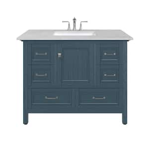 Britney 42 in. W x 22 in. D Ash Blue Bathroom Vanity with White Carrara Quartz Top and Undermount Sink