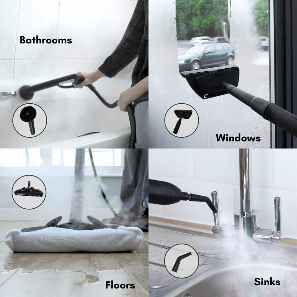 1800W White Multi-Purpose Steam Cleaner with Attachments