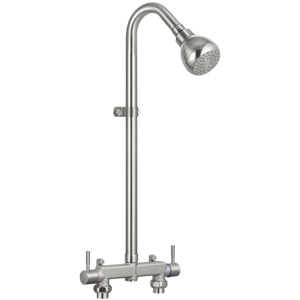 Double Handle 1-Spray Outdoor Exposed Shower Faucet 2 GPM with 360° Swivel