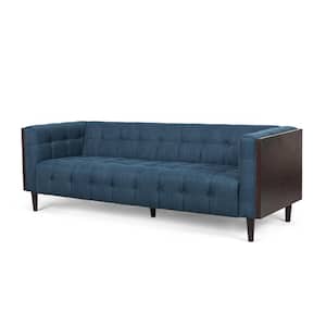 Penman 89.75 in. Navy Blue and Brown Polyester 3-Seats Sofa