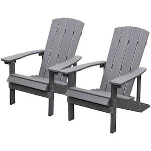 Patio Hips Plastic Adirondack Chair Lounger, Weather Resistant in Grey (2-Pack)