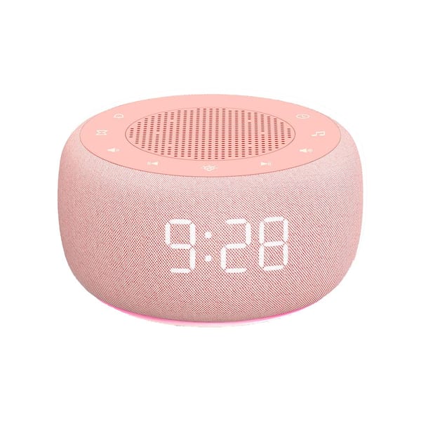 Afoxsos 2 in 1 Pink Digital Acrylonitrile Butadiene Styren Lighted Table Alarm Clock and Sound Machine