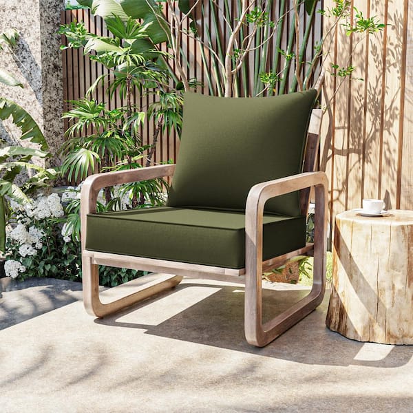 22 in. x 22 in. x 4 in. Square Outdoor Deep Seating Cushion Set Seat and Back Cushion for Lounge Chair Light Green