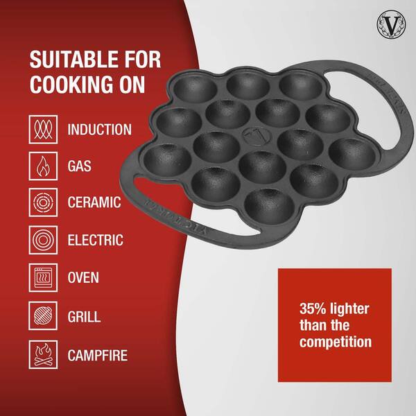 Victoria Cast Iron Poffertjes Dutch Pancake Pan with Loop Handles