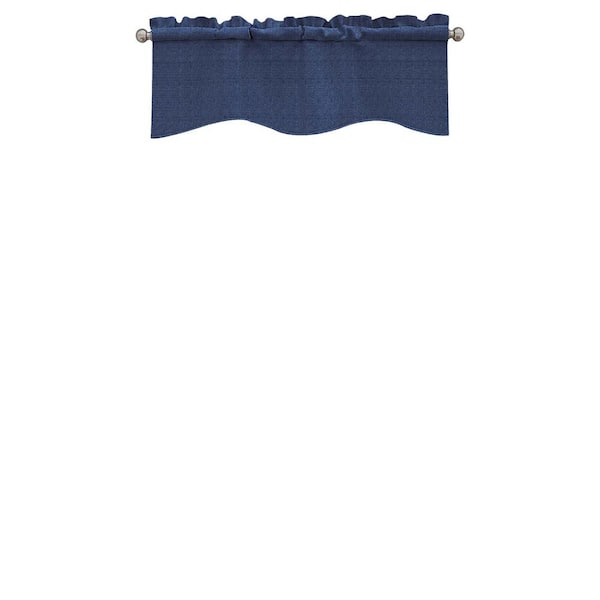Eclipse Kendall Thermaback Wave Denim Solid Polyester 42 in. W x 18 in. L Blackout Single Rod Pocket Valance