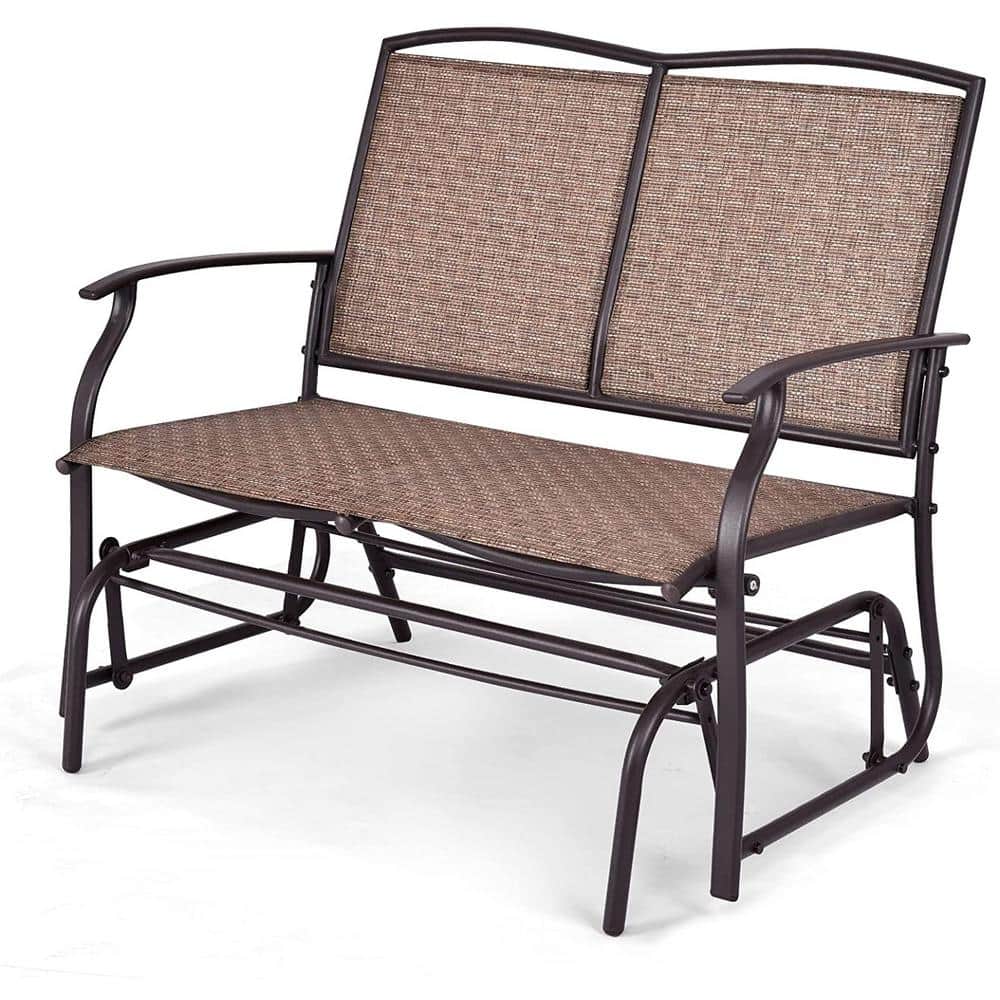 2-Person Steel Frame Patio Glider Rocking Metal Outdoor Bench