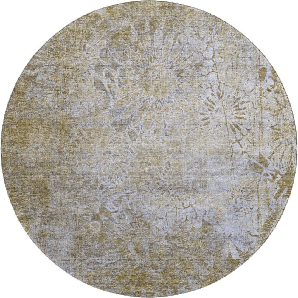 Mayfield Premium Machine Washable Abstract AMF2224 Wheat 8 ft. x 8 ft. Round Rug price history on PriceWatchPro
