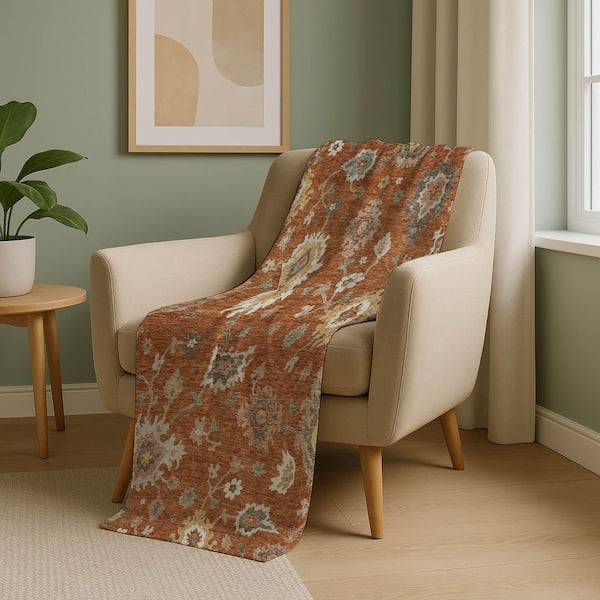 Premium Machine Washable ASB753 Paprika 50 in. x 70 in. Sherpa Throw Blanket